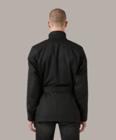 Men's Waxed Cotton Trialmaster Motorcycle Jacket Black Back - Trendy Leather Jackets