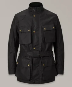 Men's Waxed Cotton Trialmaster Motorcycle Jacket Black - Trendy Leather Jackets