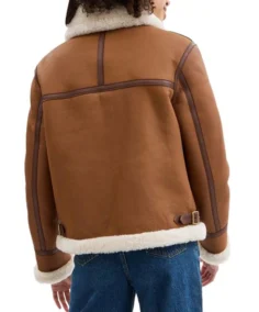 Women's Shearling Avaitor Leather Jacket Back - Trendy Leather Jackets