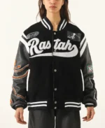 97 Rastah Paradise Varsity Jacket Female Front - Trendy Leather Jackets