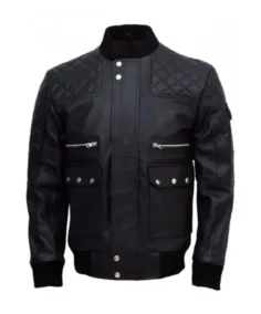 Classic Men Slim Fit Black Quilted Bomber Jacket - Trendy Leather Jackets