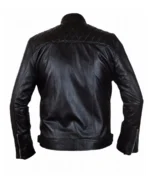Diamond Chest Quilted Black Leather Jacket Back - Trendy Leather Jackets