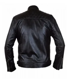 Diamond Chest Quilted Black Leather Jacket Back - Trendy Leather Jackets