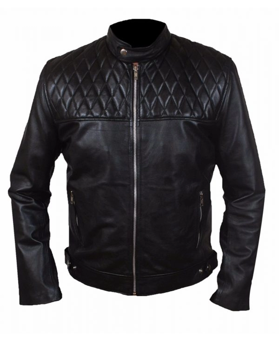 Diamond Chest Quilted Black Leather Jacket - Trendy Leather Jackets Diamond Chest Quilted Black Leather Jacket - Trendy Leather Jackets