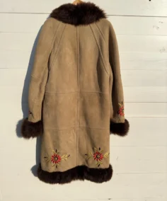 Emerald Sheepskin Afghan Coat Back - Trendy Leather Jackets