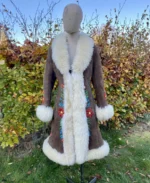 Maisha Sheepskin Afghan Coat Front - Trendy Leather Jackets