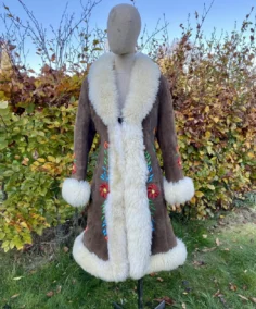 Maisha Sheepskin Afghan Coat Front - Trendy Leather Jackets