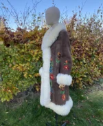 Maisha Sheepskin Afghan Coat Side - Trendy Leather Jackets