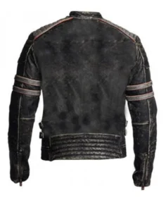 Mens Antique Distressed Biker Leather Jacket Back - Trendy Leather Jackets
