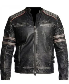 Mens Antique Distressed Biker Leather Jacket - Trendy Leather Jackets