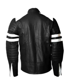 Men's Black and White Leather Jacket Back - Trendy Leather Jackets