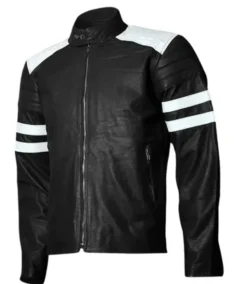 Men's Black and White Leather Jacket - Trendy Leather Jackets
