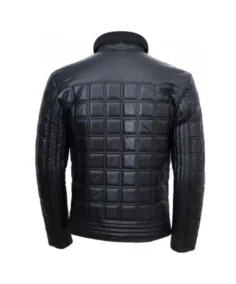 Men’s Classic Black Quilted Leather Bomber Jacket Back - Trendy Leather Jackets