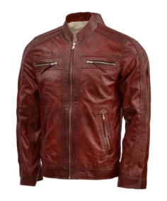 Men’s Scup Red Leather Biker Jacket - Trendy Leather Jackets