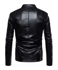 Men's Shiner Black Leather Biker Jacket Back - Trendy Leather Jackets
