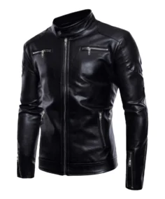 Men's Shiner Black Leather Biker Jacket - Trendy Leather Jackets