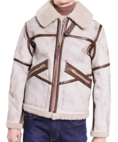 Mens White Waxed Leather Aviator Jackets trendyleatherjackets