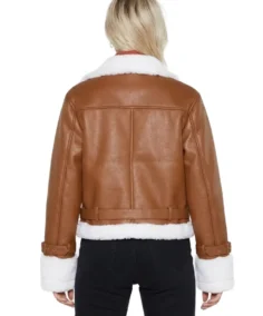 Shop The Brown Cropped Aviator Leather Jacket