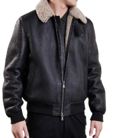 Men's Aviator Bomber Black Leather Jacket - Trendy Leather Jackets