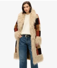 Patchwork Brown Afghan Long Coat - Trendy Leather Jackets