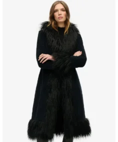 Shop The Faux Fur Black Afghan Long Coat - Trendy Leather Jackets