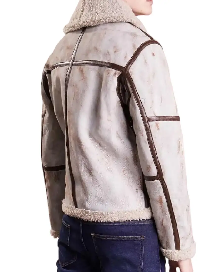 Shop The Mens White Waxed Leather Aviator Jackets Back Trendyleatherjackets