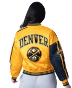 Shop The Women’s Denver Nuggets Cropped Satin Jacket - Trendy Leather Jackets