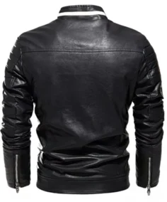 Slim Fit Black Leather Biker Jacket Back - Trendy Leather Jackets