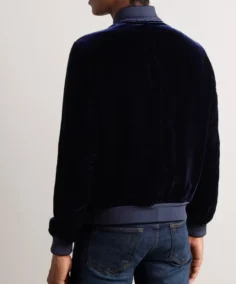 Tom Ford Velvet Navy Bomber Jacket Back - Trendy Leather Jackets