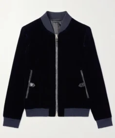 Tom Ford Velvet Navy Bomber Jacket - Trendy Leather Jackets