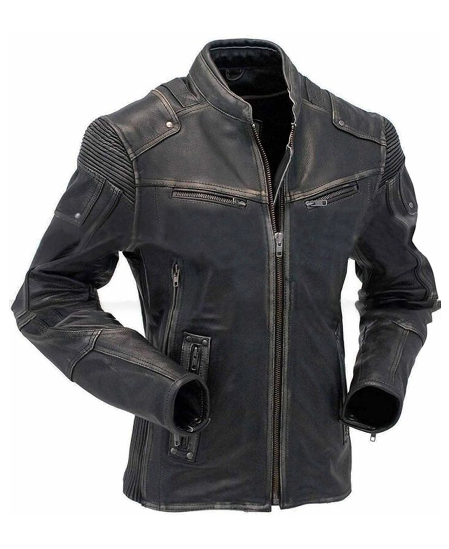 Vintage Black Rider Biker Jacket Front View - Trendy Leather Jackets Vintage Black Rider Biker Jacket Front View - Trendy Leather Jackets