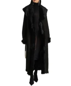 Women's Marlene Shearling Trimmed Suede Coat