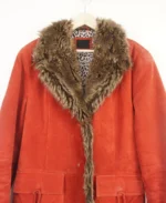Women's Red Afghan Jacket Closeup - Trendy Leather Jackets