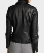 Women’s Biker Black Leather Jacket - Image 2