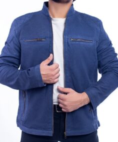 Andrew Classic Blue Suede Jacket - Trendy Leather Jackets