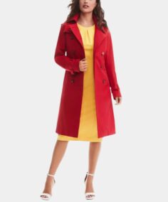 Alice Braga Red Cotton Duster Trench Coat - Trendy Leather Jackets
