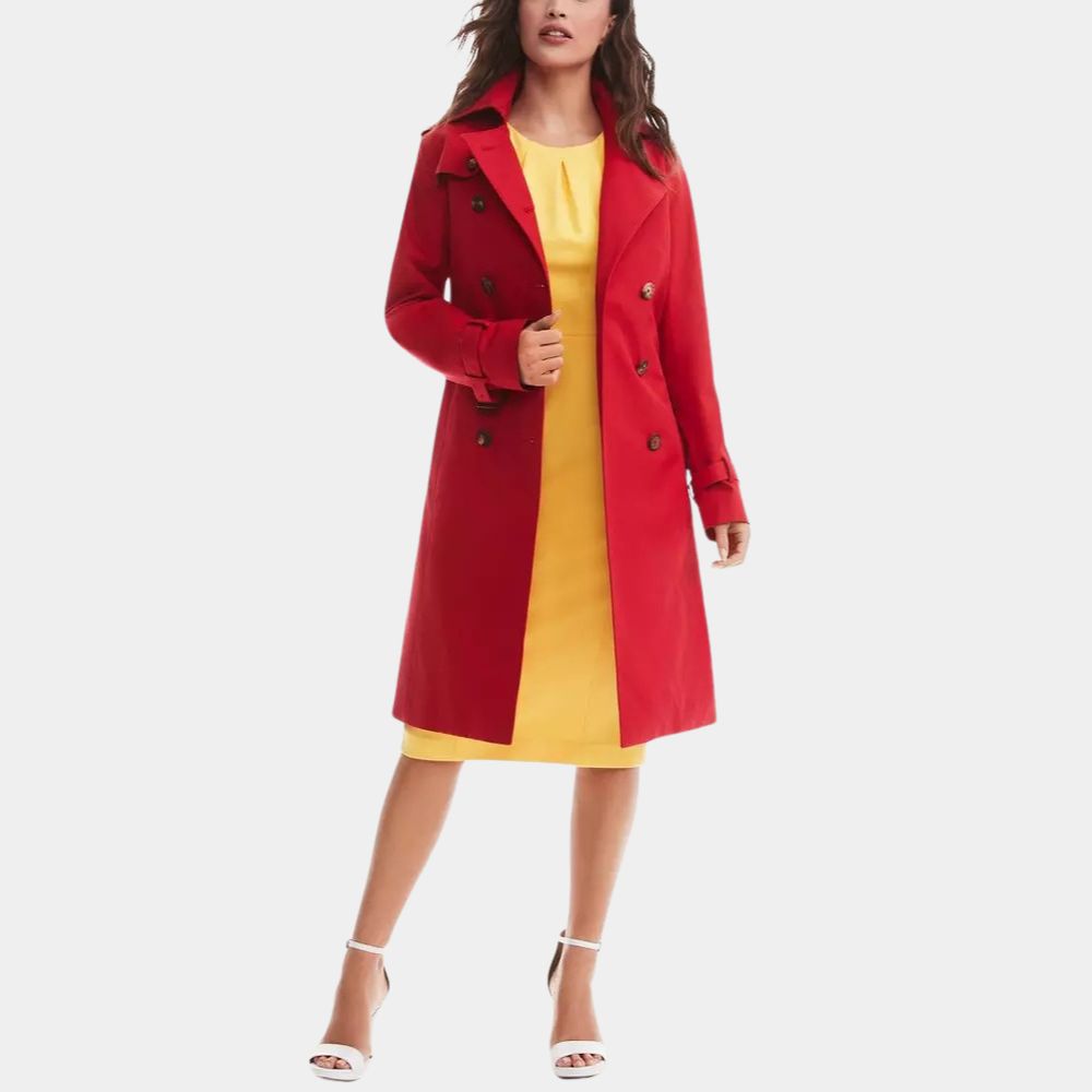 Women'S Red Cotton Duster Trench Coat Women'S Red Cotton Duster Trench Coat