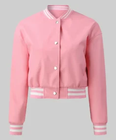 Women’s Pink Leather Varsity Jacket