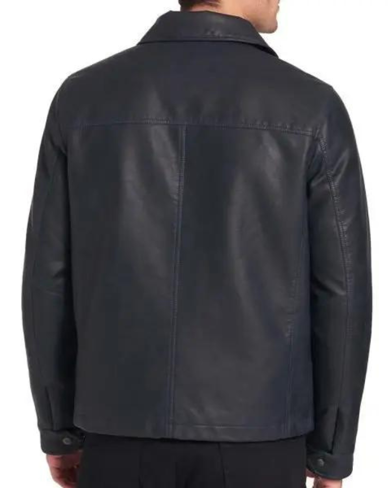 Barry Faux Leather Open Bottom Jacket