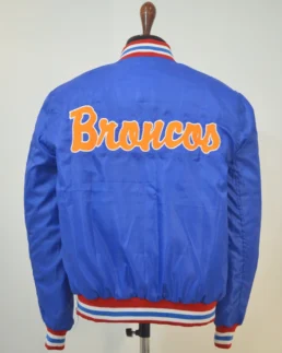 Boise State Broncos Vintage Logo Bomber Jacket Shoot Images Back - Trendy Leather Jackets