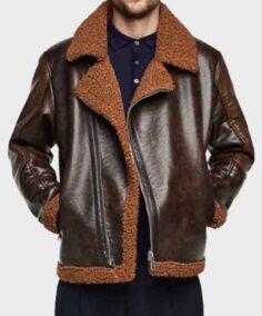 Chan Men’s Dark Brown Shearling Leather Jacket - Trendy Leather Jackets