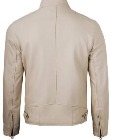 Shop The Mens Beige Cafe Racer Leather Jacket - Trendy Leather Jackets