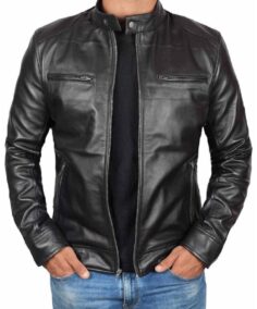 Men Black Leather Biker Jacket - Trendy Leather Jackets