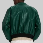 Donald Men’s Distressed Green Bomber Leather Jacket - Image 4