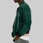 Donald Men’s Distressed Green Bomber Leather Jacket - Image 3
