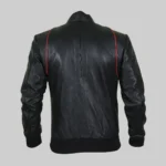 Drake Mens Black Bomber Moto Leather Jacket - Image 4