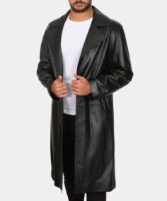 Ares Black Leather Coat