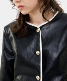 Women’s JIANNA Cropped Leather Jacket Close Up - Trendy Leather Jackets