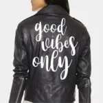 Good Vibes Only Leather Jacket - Image 2