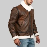 James Men’s Brown Leather Faux Shearling Jacket - Image 4